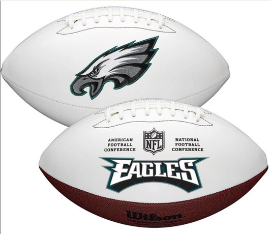 Philadelphia Eagles Wilson NFL Live Signature Autograph White Panel Football - Deflated