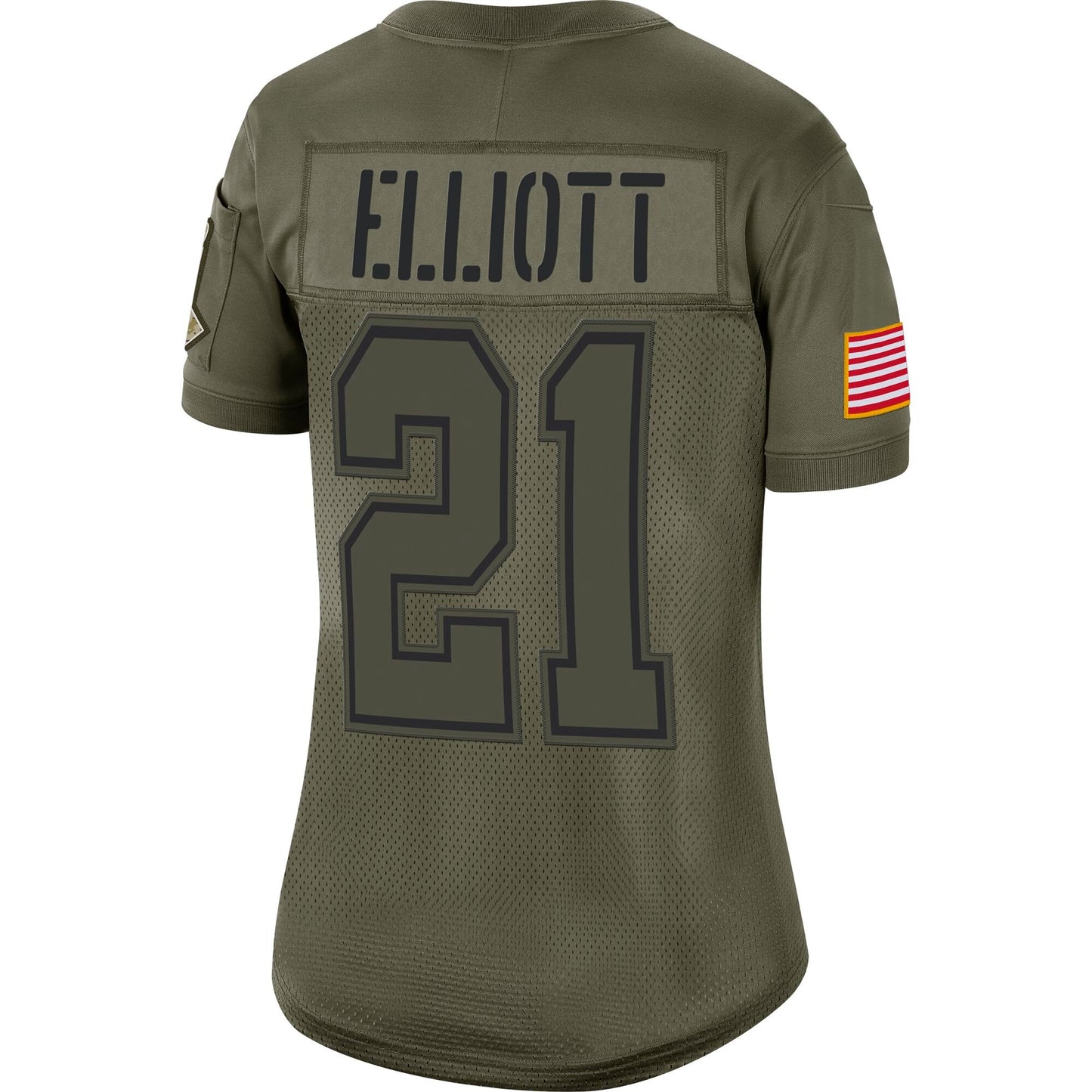 Dallas Cowboys #21 Ezekiel Elliott Salute to Service Women's Jersey - Olive