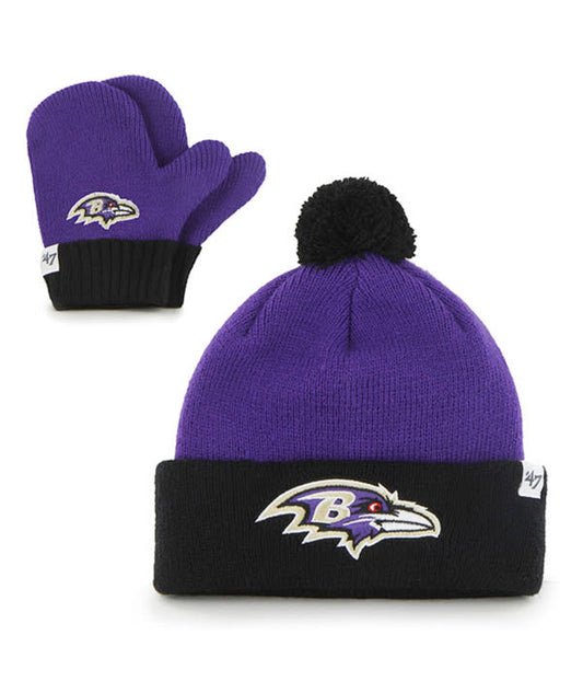 Baltimore Ravens '47 Brand Bam Bam Toddler Hat and Glove Set