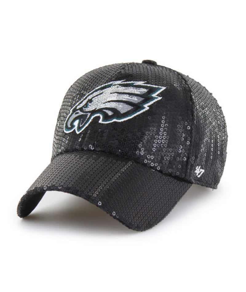 Philadelphia Eagles'47 Black Dazzle Logo Women's Clean Up Adjustable Hat