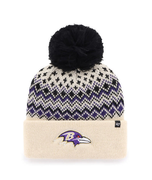 Baltimore Ravens '47 Brand Womens Elsa Cuffed Knit Hat with Pom