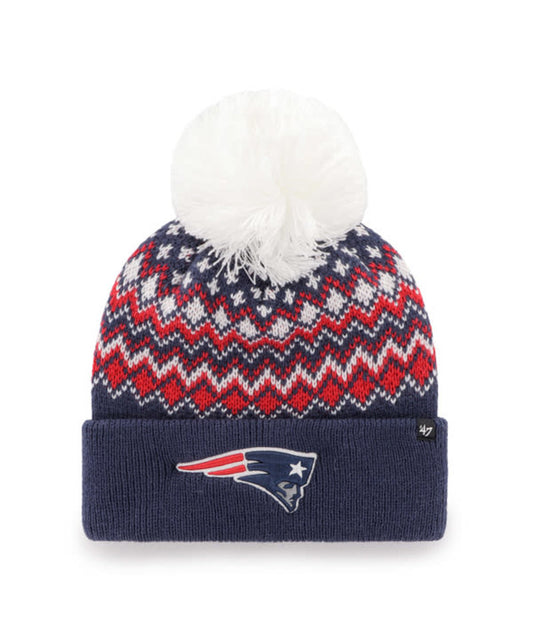 New England Patriots '47 Brand Womens Elsa Cuffed Knit Hat with Pom
