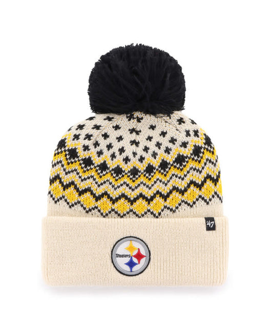Pittsburgh Steelers '47 Brand Womens Elsa Cuffed Knit Hat with Pom