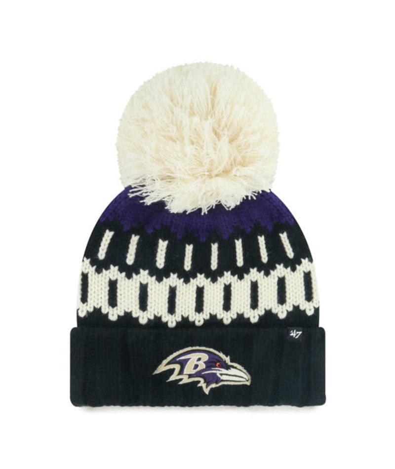 Baltimore Ravens '47 Brand Womens Felicity Cuffed Knit Hat with Pom