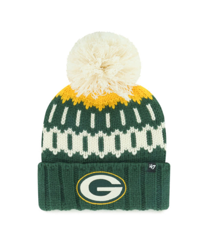 Green Bay Packers '47 Brand Womens Felicity Cuffed Knit Hat with Pom