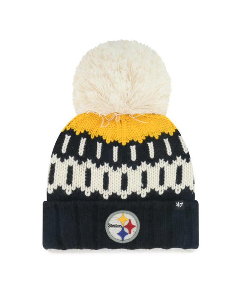 Pittsburgh Steelers '47 Brand Womens Felicity Cuffed Knit Hat with Pom