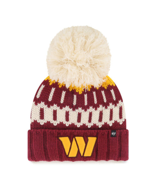 Washington Commanders '47 Brand Womens Felicity Cuffed Knit Hat with Pom