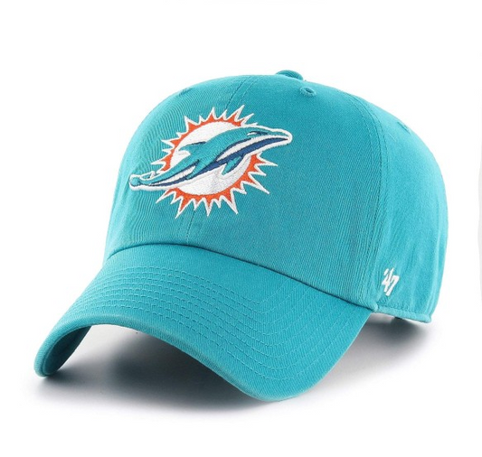 Miami Dolphins '47 Clean Up Strap Back Adjustable Dad Hat- Aqua
