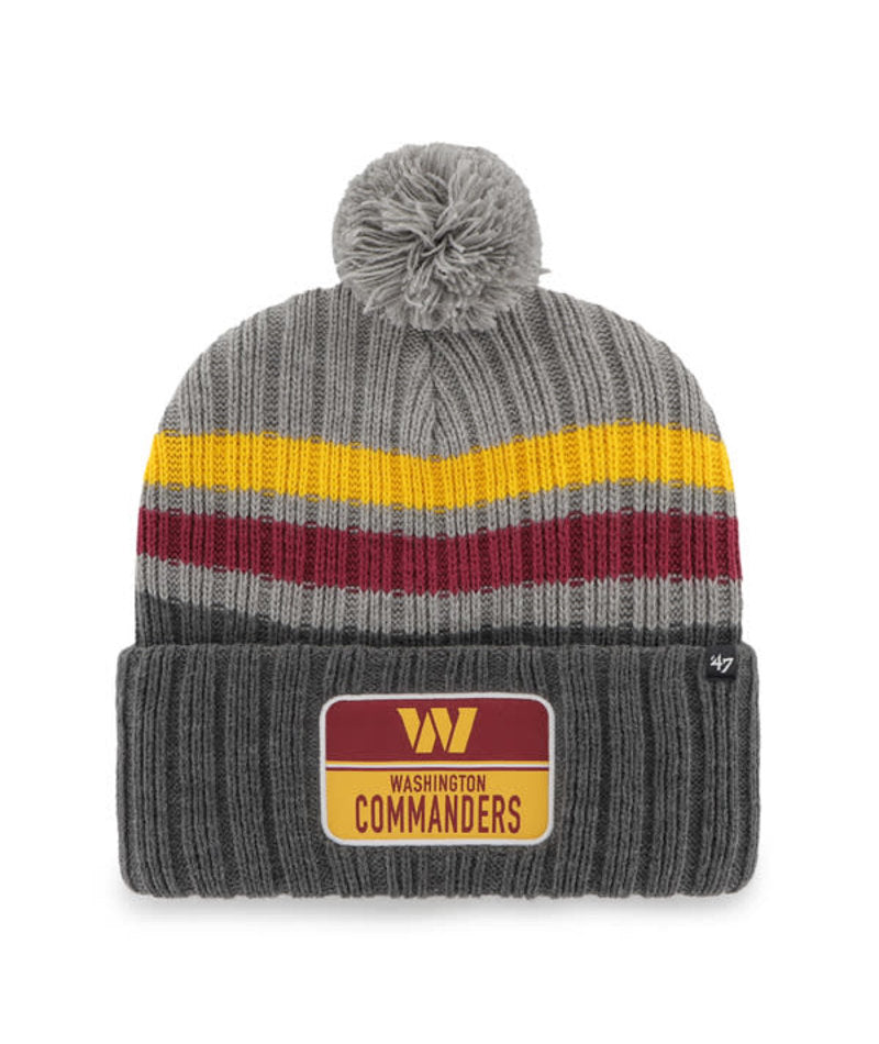 Washington Commanders '47 Brand Dark Gray Stack Cuff Knit Hat W/Pom