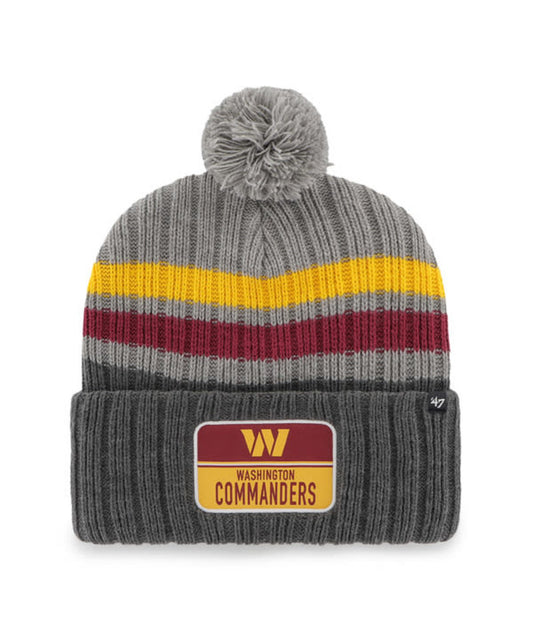 Washington Commanders '47 Brand Dark Gray Stack Cuff Knit Hat W/Pom