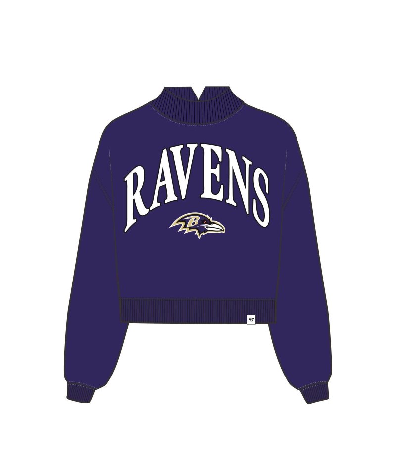 Baltimore Ravens '47 Women's Vantage Mock Neck Pullover Sweatshirt- Purple