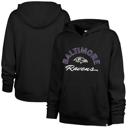 Baltimore Ravens '47 Women's Whirlwind Naomi Pullover Hoodie - Black