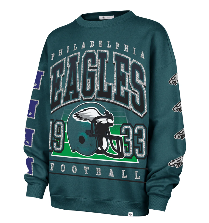 Philadelphia Eagles '47 Women's Go Big Oversized Pullover Sweatshirt -Green