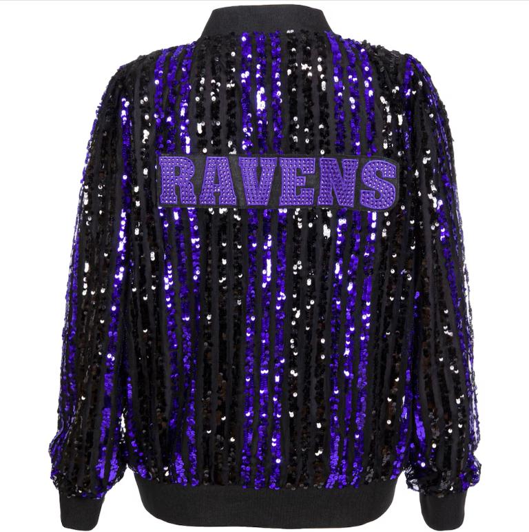 Baltimore Ravens Cuce Slim Fit Sequin Striped Full-Zip Bomber Jacket