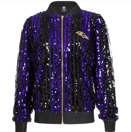 Baltimore Ravens Cuce Slim Fit Sequin Striped Full-Zip Bomber Jacket