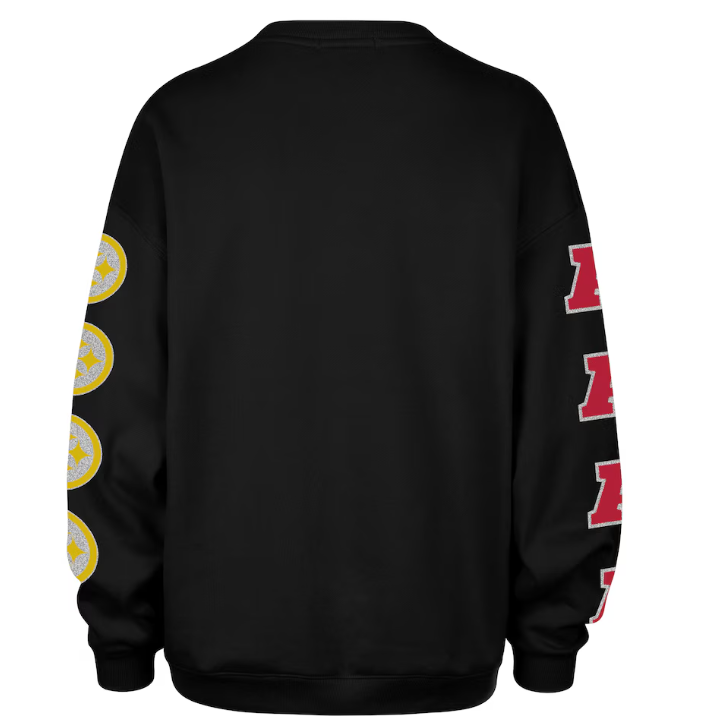 Pittsburgh Steelers '47 Women's Go Big Oversized Pullover Sweatshirt - Black