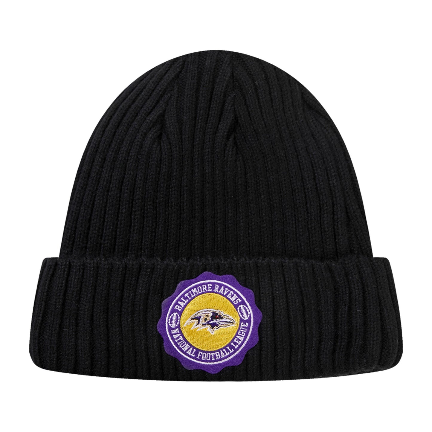 Baltimore Ravens Pro Standard Crest Emblem Beanie Knit Hat -Black