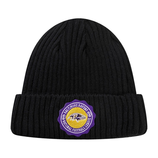 Baltimore Ravens Pro Standard Crest Emblem Beanie Knit Hat -Black