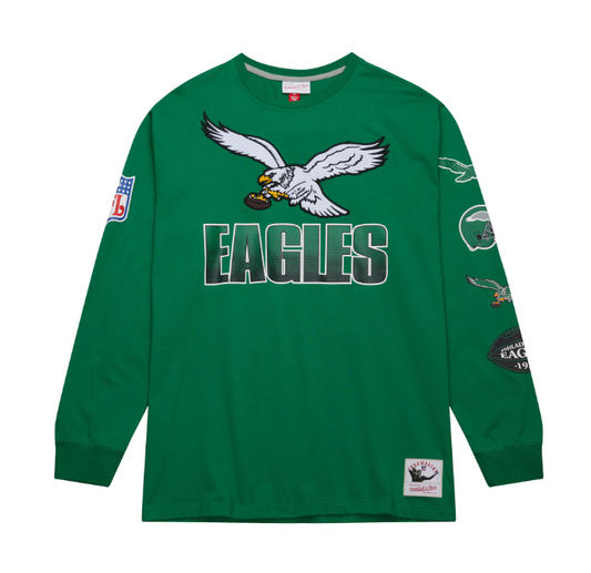 Philadelphia Eagles Mitchell & Ness Legendary Vintage All Over Logo Long Sleeve Shirt