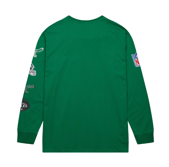 Philadelphia Eagles Mitchell & Ness Legendary Vintage All Over Logo Long Sleeve Shirt