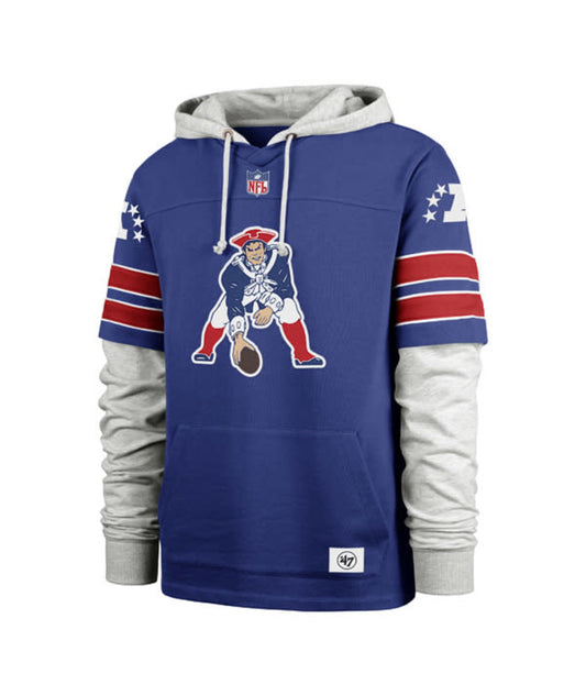 New England Patriots '47 Brand Double Header Blitz Hoodies- Blue