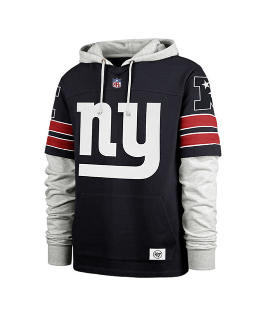 New York Giants '47 Brand Double Header Blitz Hoodies- Navy