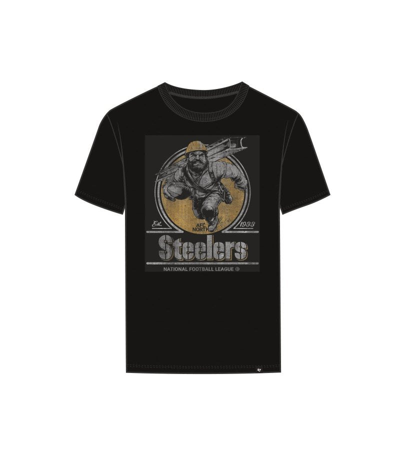 Pittsburgh Steelers '47 Historic Emblem Mark Scrum T-Shirt- Black