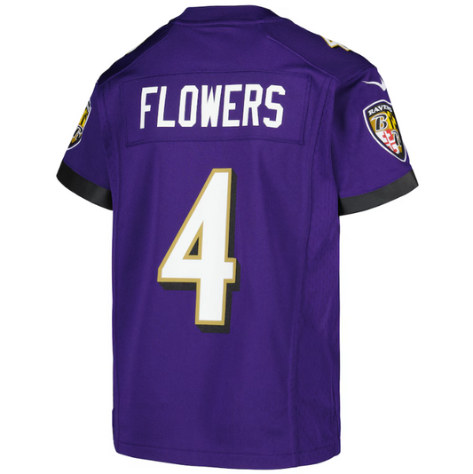 Baltimore Ravens Nike #4 Zay Flowers Pre-school Kids Jersey- Purple