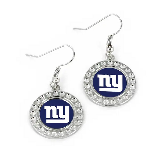 New York Giants Silver Dimple J-Hook Earring