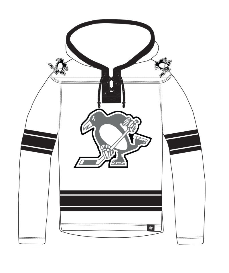 Pittsburgh Penguins '47 Brand White Wash Superior Lacer Hoodie