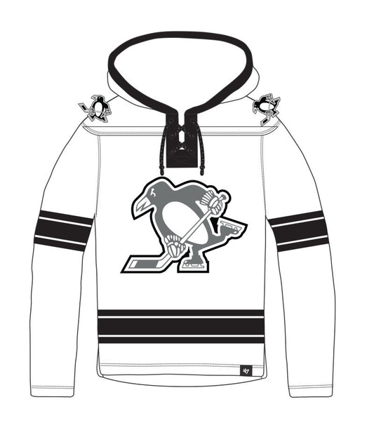Pittsburgh Penguins '47 Brand White Wash Superior Lacer Hoodie