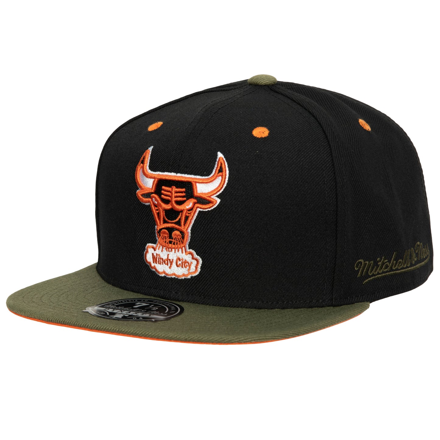 Chicago Bulls Mitchell & Ness Flight Script Fitted Hat