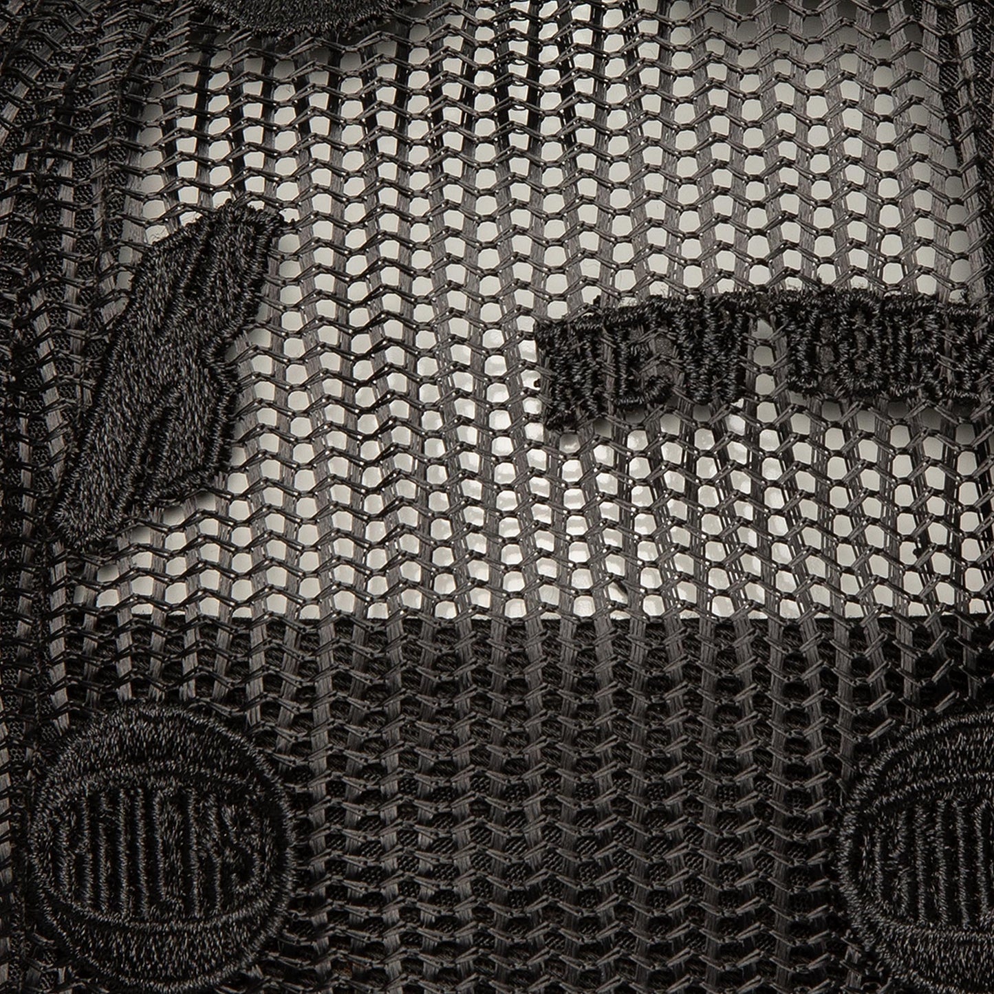 New York Knicks Mitchell & Ness Monogram Allover Logo Mesh Trucker Adjustable Hat - Black