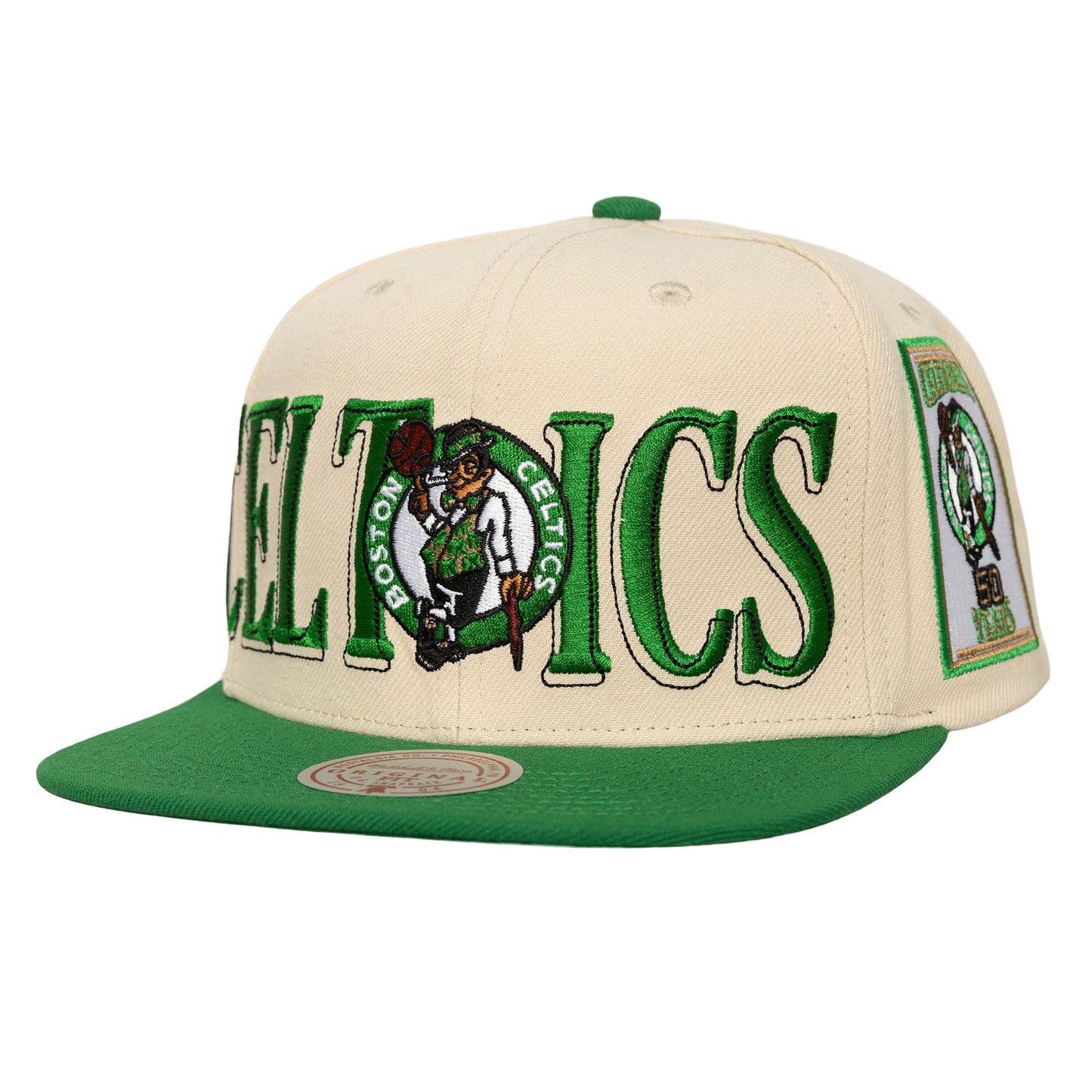 Boston Celtics Mitchell & Ness Across The Board Cream Snapback
