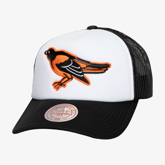 Baltimore Orioles Mitchell & Ness Blocker Foam Retro Trucker Snap Back Hat