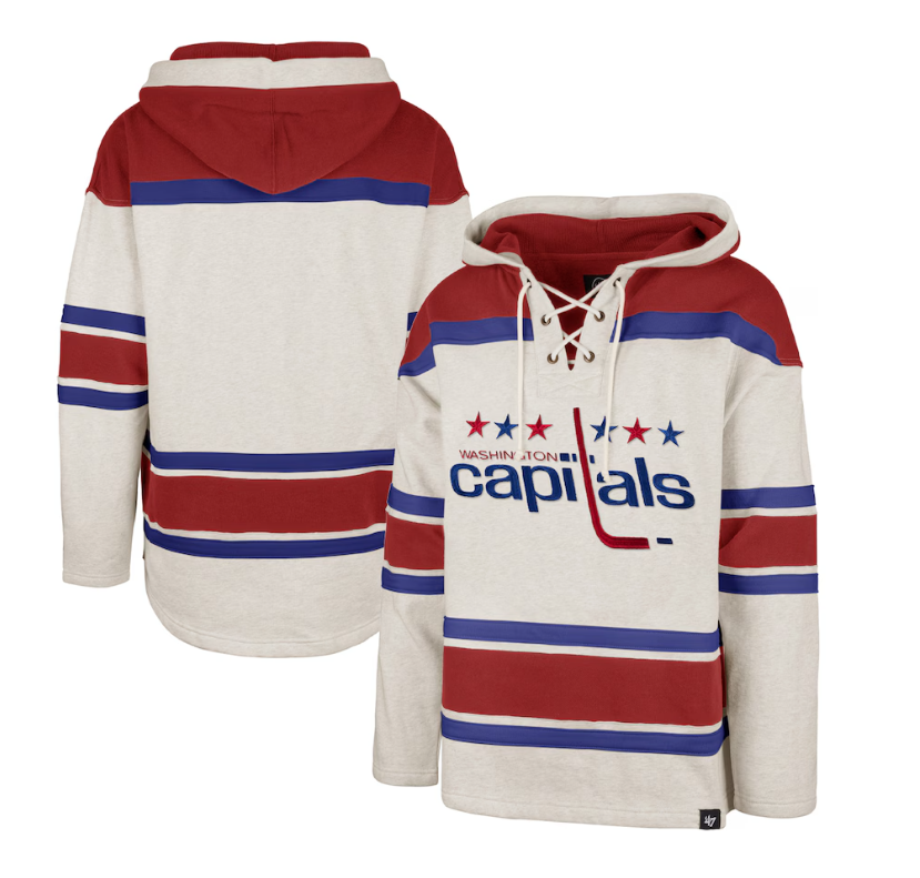 Washington Capitals '47 Oatmeal Rockaway Lace-Up Pullover Hoodie