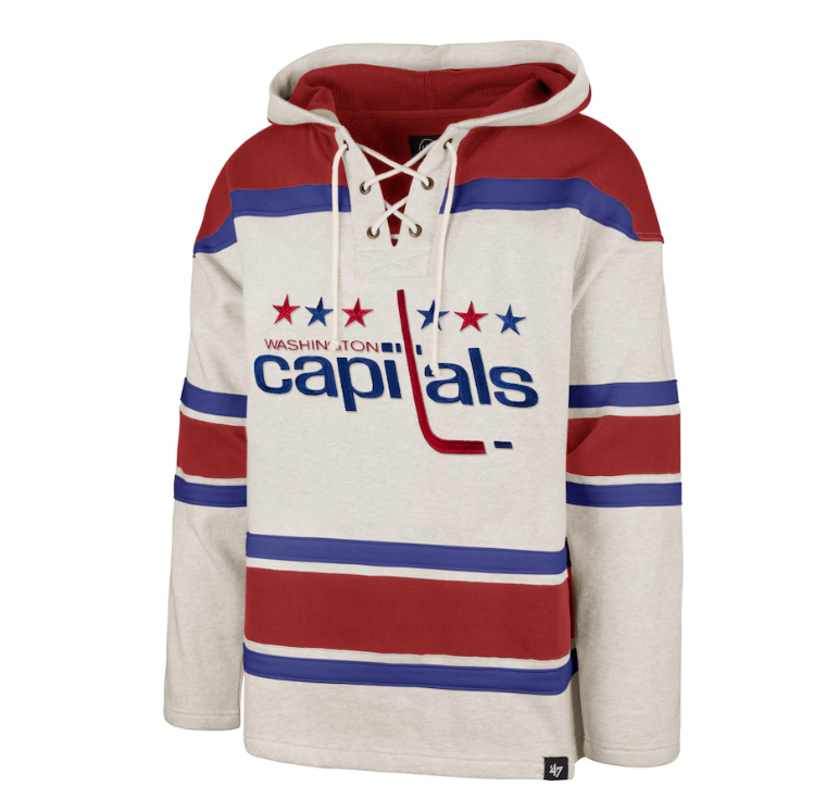 Washington Capitals '47 Oatmeal Rockaway Lace-Up Pullover Hoodie