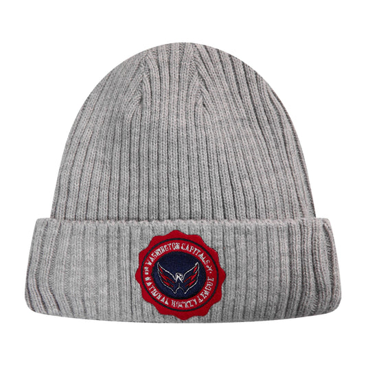 Washington Capitals Pro Standard Crest Emblem Beanie Knit Hat - Gray