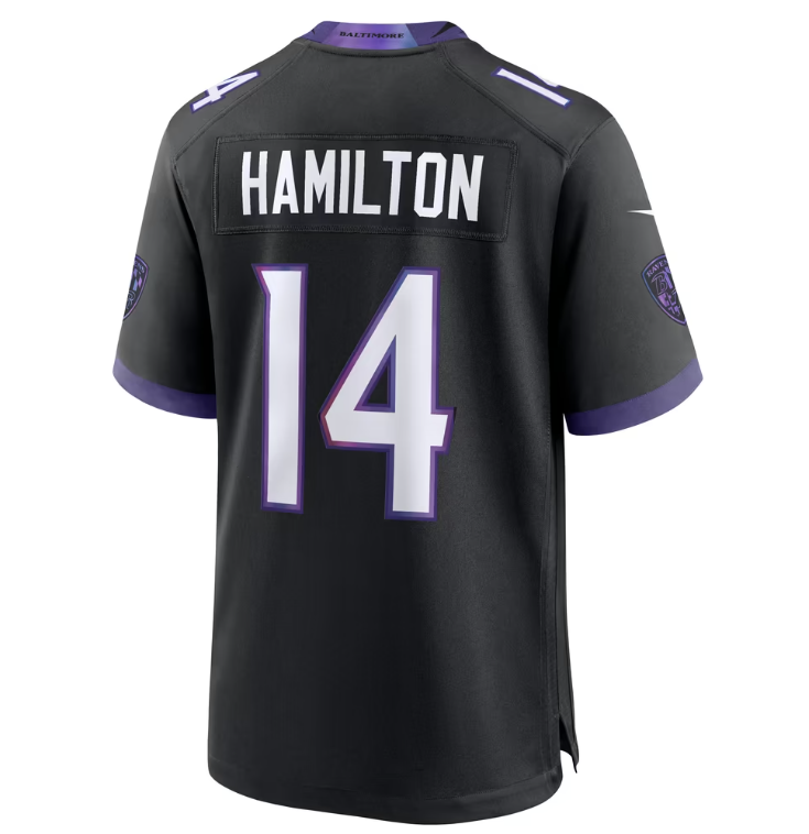 Baltimore Ravens Nike Youth #14 Kyle Hamilton Game Jersey- Darkness Black