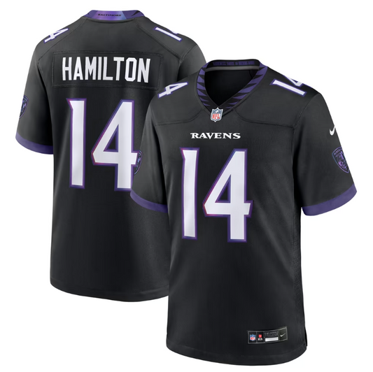 Baltimore Ravens Nike Youth #14 Kyle Hamilton Game Jersey- Darkness Black