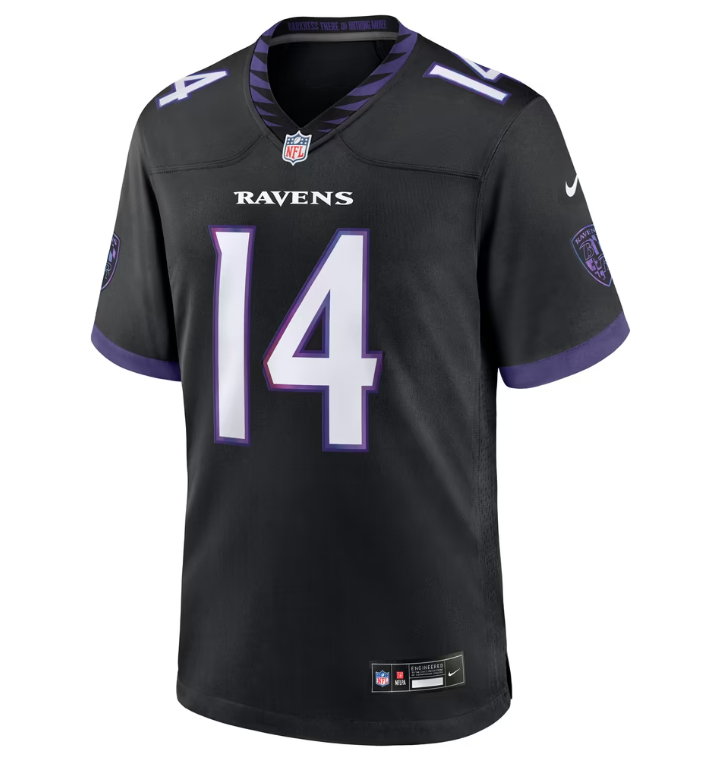 Baltimore Ravens Nike Youth #14 Kyle Hamilton Game Jersey- Darkness Black