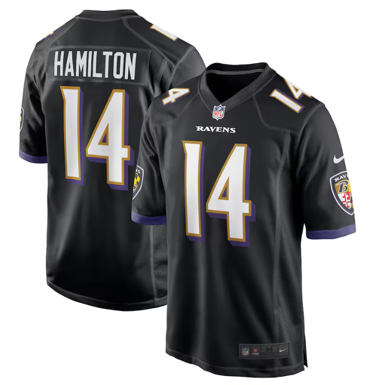 Baltimore Ravens Nike #14 Kyle Hamilton Mens Game Jersey - Black