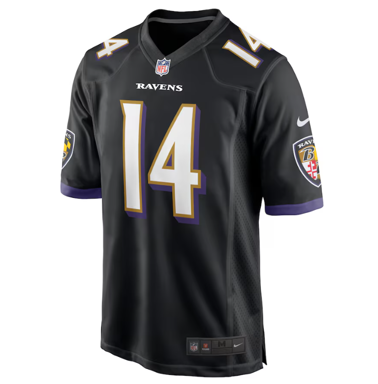 Baltimore Ravens Nike #14 Kyle Hamilton Mens Game Jersey - Black