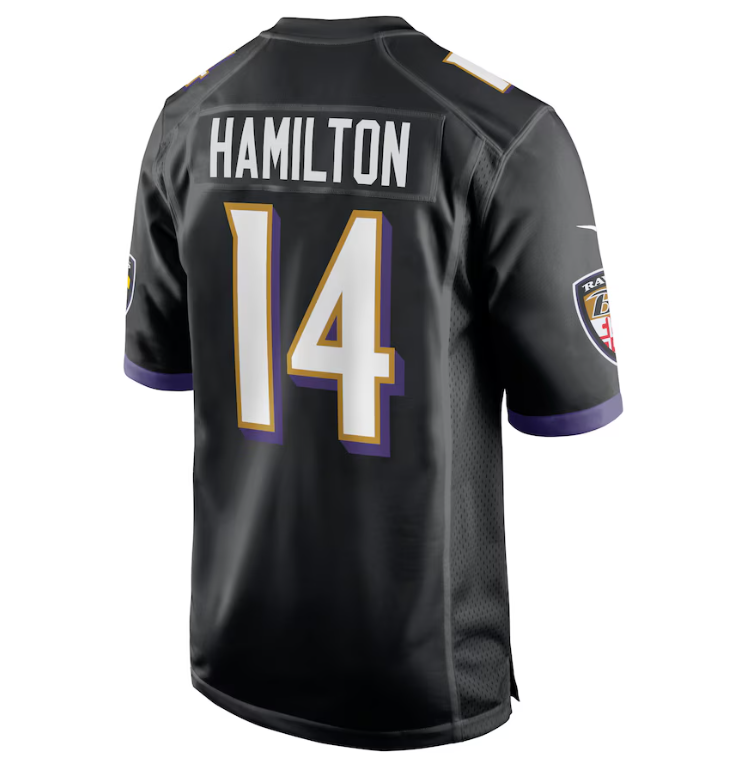 Baltimore Ravens Nike #14 Kyle Hamilton Mens Game Jersey - Black