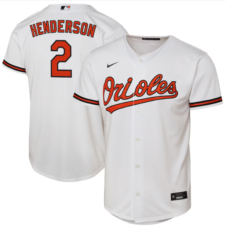 Baltimore Orioles Nike #2 Gunner Henderson Pre-School Kids Jersey- White