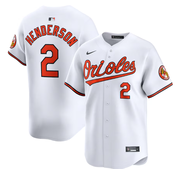 Baltimore Orioles Nike # 2 Gunnar Henderson Home Limited Mens Jersey - White