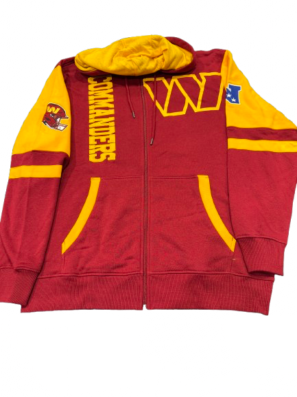 Washington Commanders Game On Full Zip Hoodie- Burgundy