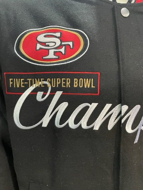 San Francisco 49ers JH Desgin 5 Time Commemorative Reversible Quilted Wool Men's Jacket