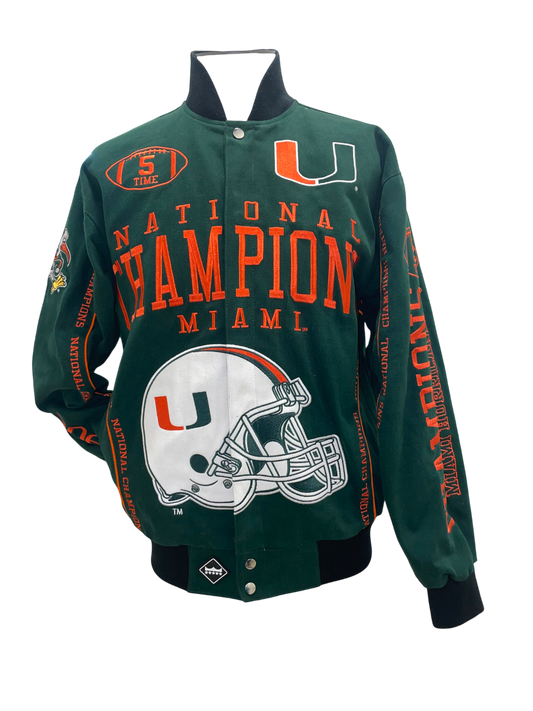 Miami  Hurricanes Franchise Club 5 Time Champions Twill Jacket