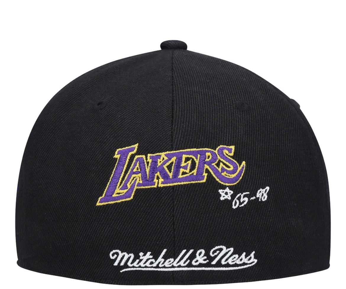 Los Angeles Lakers Mitchell & Ness Hardwood Classics Timeline Fitted Hat - Black